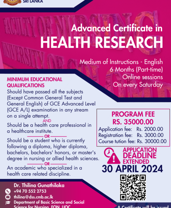 Advanced Certificate In Health Research