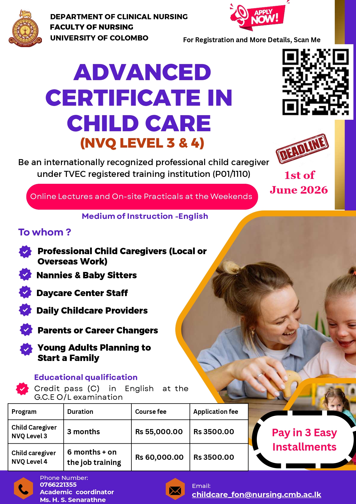 Advanced Certificate in Child Care (NVQ Level 3 & 4) Advanced Certificate in Child Care (NVQ Level 3 & 4)